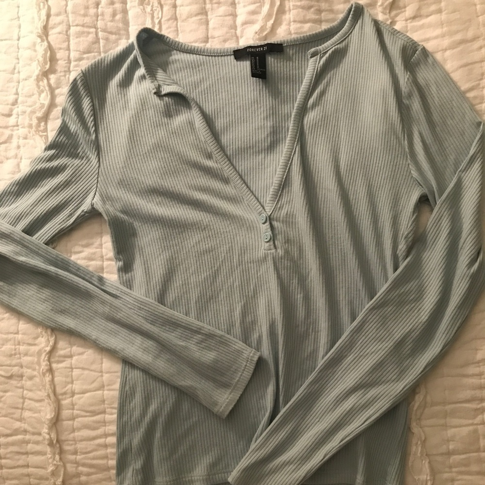 Forever 21 baby blue long sleeve top