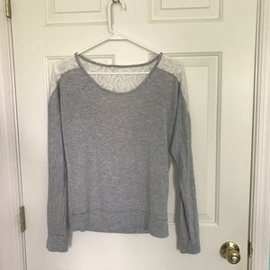 gray long sleeve with lace back
