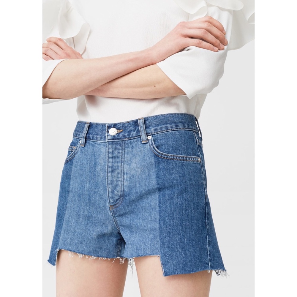 High Waisted Denim with Uneven Hem - Mango