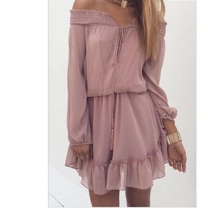 Off Shoulder Chiffon Mini Dress