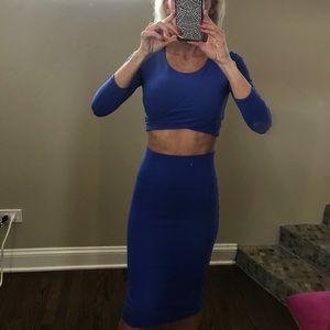 Bebe two piece crop top & midi set, size XXS