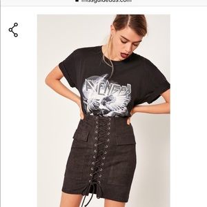 Missguided lace up skirt suede