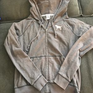 PINK distressed zipper hoodie size M