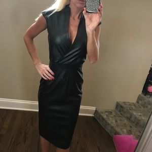 Bebe black faux leather midi dress, size 00