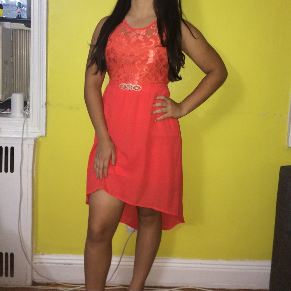 Orange Lace Flowy Dress