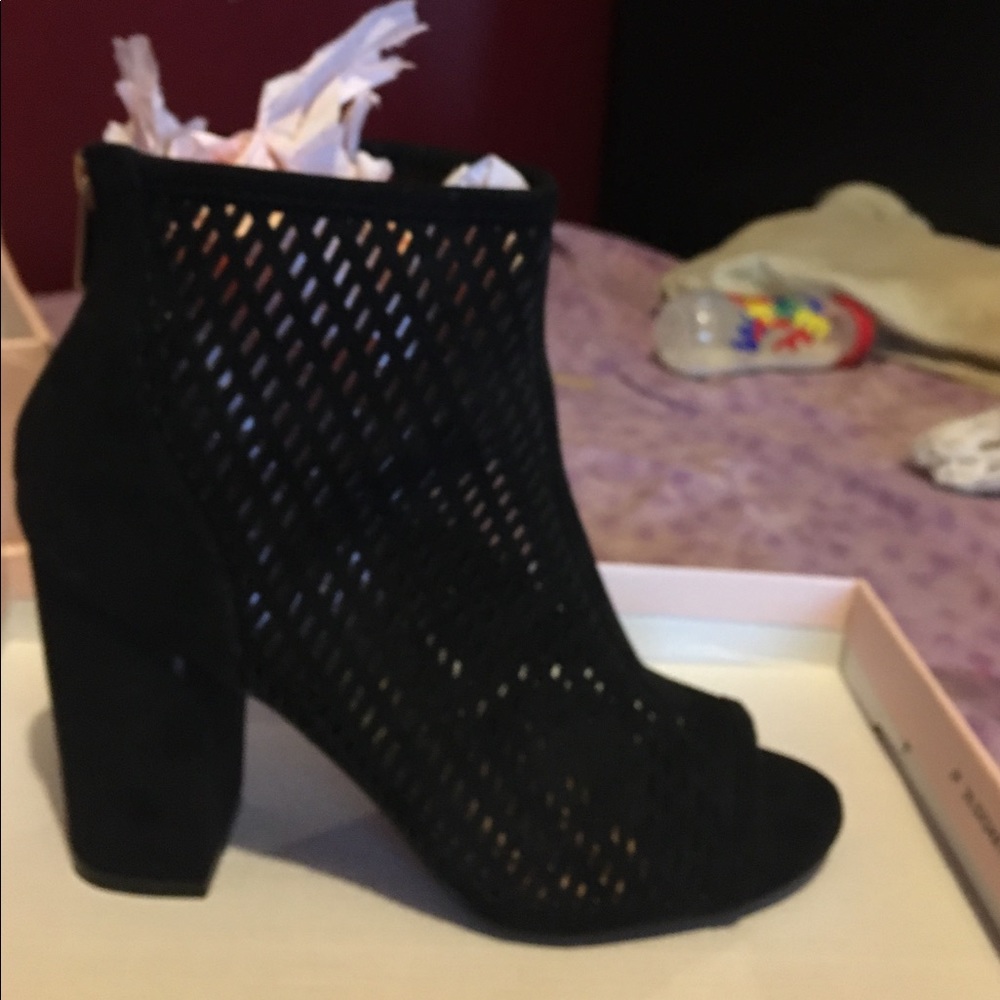 Black open toe booties