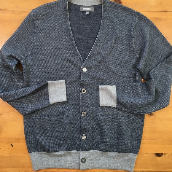 Bonobos Other - Bonosobos Mens Merino Wool Blue & Gray Cardigan