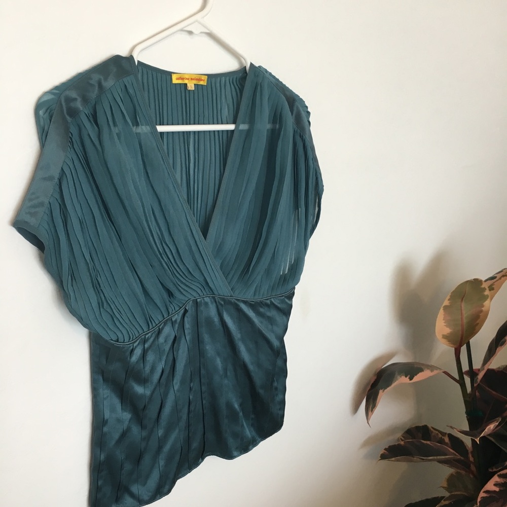 Catherine Malandrino washed silk pintuck blouse