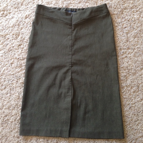 NWOT- Dark Olive Stretch Pencil Skirt - Picture 1 of 4