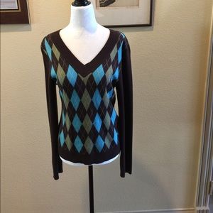ARGYLE PATTERN SWEATER V NECK VERY SOFT SIZE LG