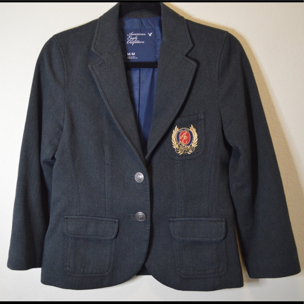 AMERICAN EAGLE Prep School Blazer in 'CHARCOAL'