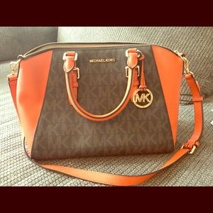 Michael Kors Orange and Brown Satchel