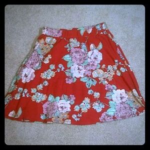 Cotton Floral High-Waisted Skirt