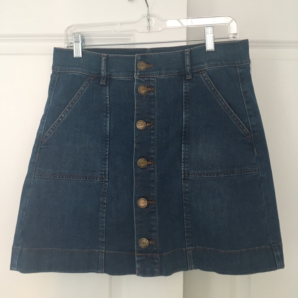LOFT denim button-down skirt