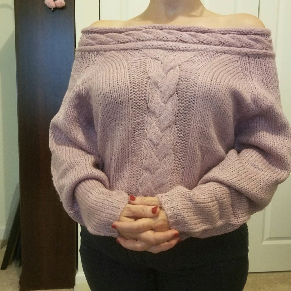 NWT Purple off the shoulder sweater - Picture 5 of 5