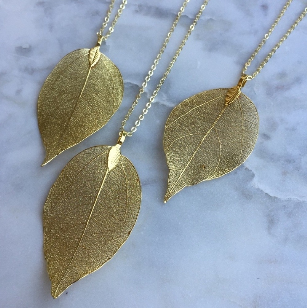 Handmade Gold Leaf Necklaces - Picture 1 of 6