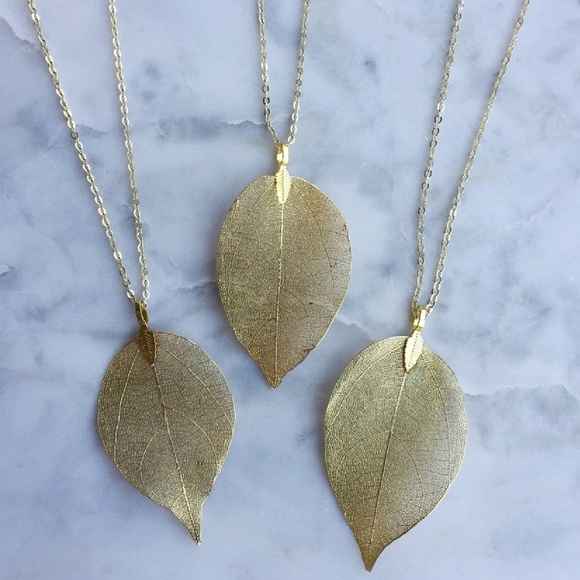 Handmade Gold Leaf Necklaces - Picture 2 of 6
