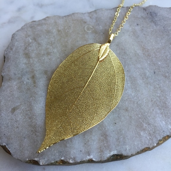 Handmade Gold Leaf Necklaces - Picture 3 of 6