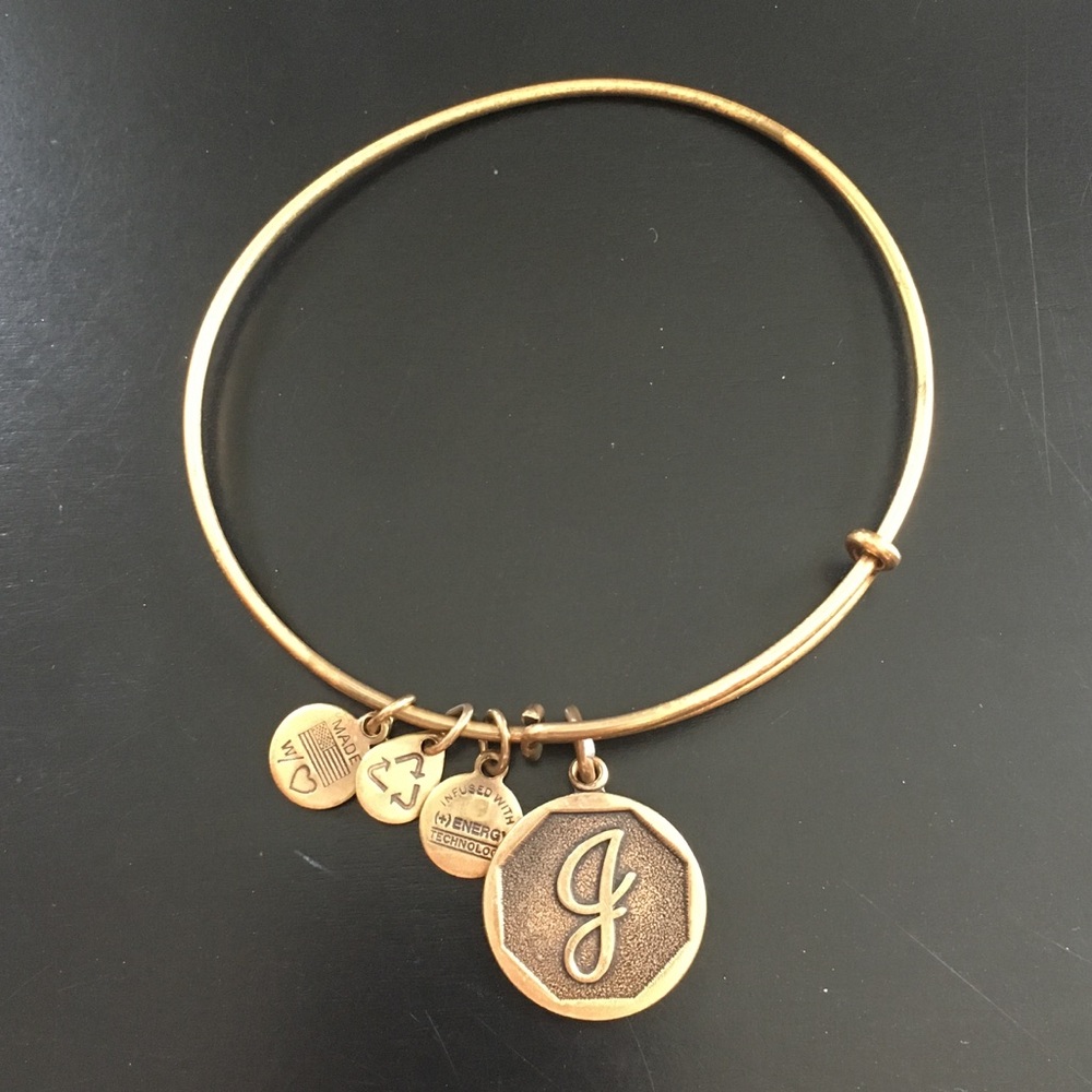 Alex & Ani Gold-tone "J" Bracelet