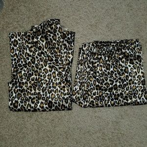 Silky cheetah print pajamas