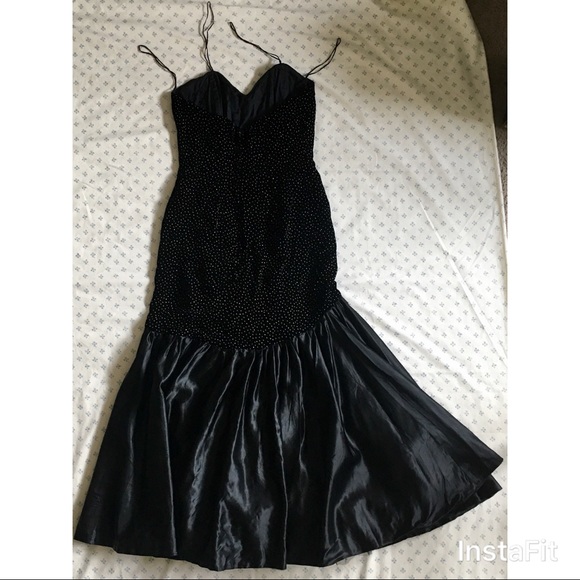 Oscar's party 80's gown, black rhinestones, fitted - Picture 2 of 8