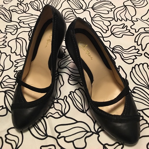 Cole Haan Leather High Heel Mary Janes Size 5.5 - Picture 1 of 3