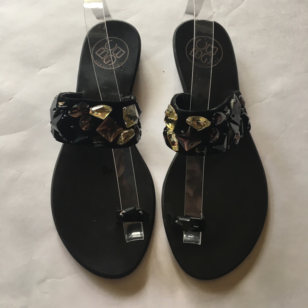 BCBGeneration Black Jeweled Sandals