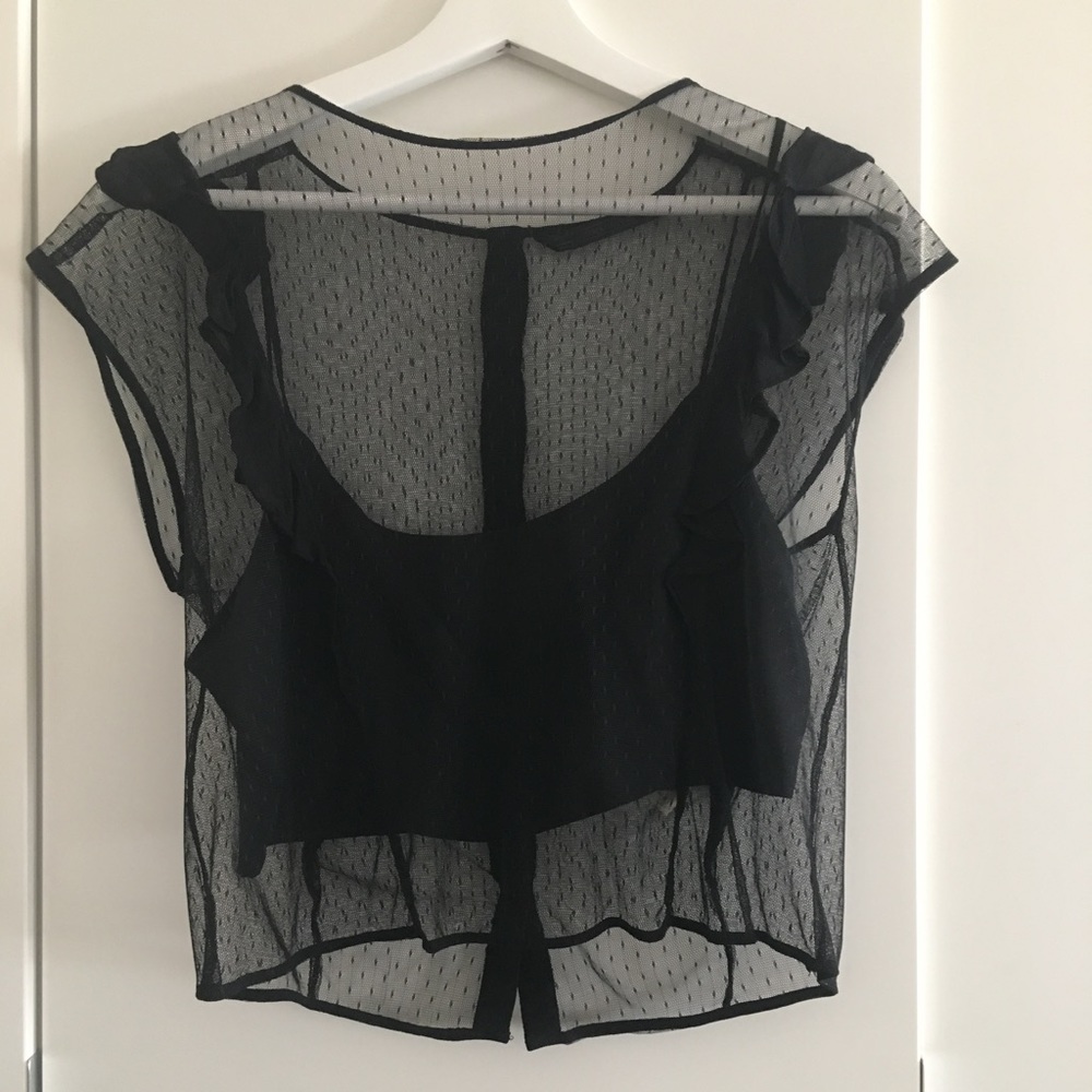Zara black lace crop top