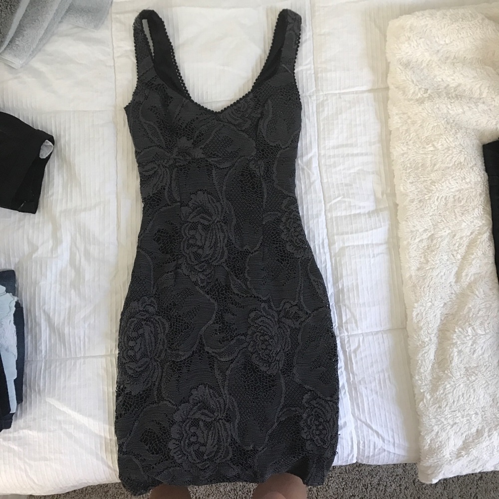 Black floral lace cocktail dress