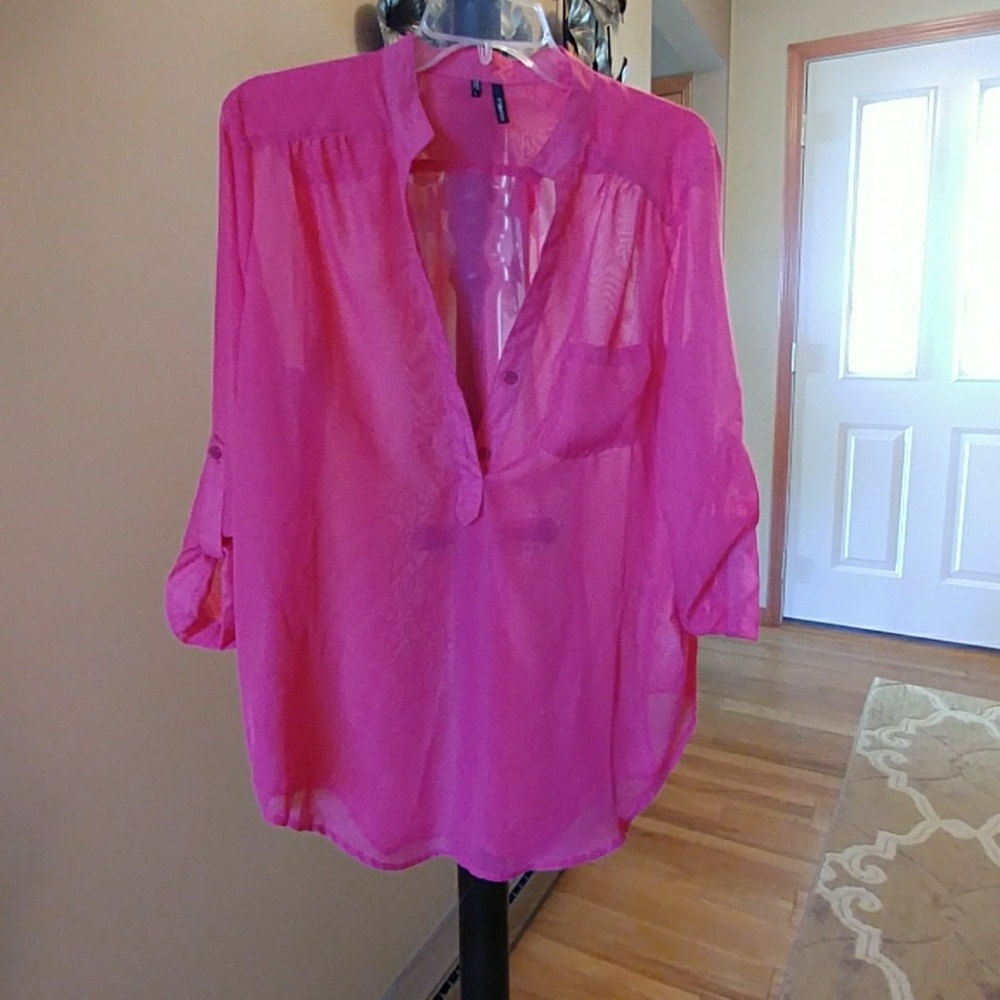 Bright Pink Sheer Top