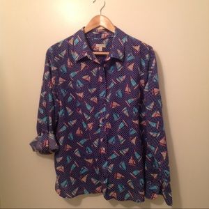 Talbots long sleeve/roll tab blouse