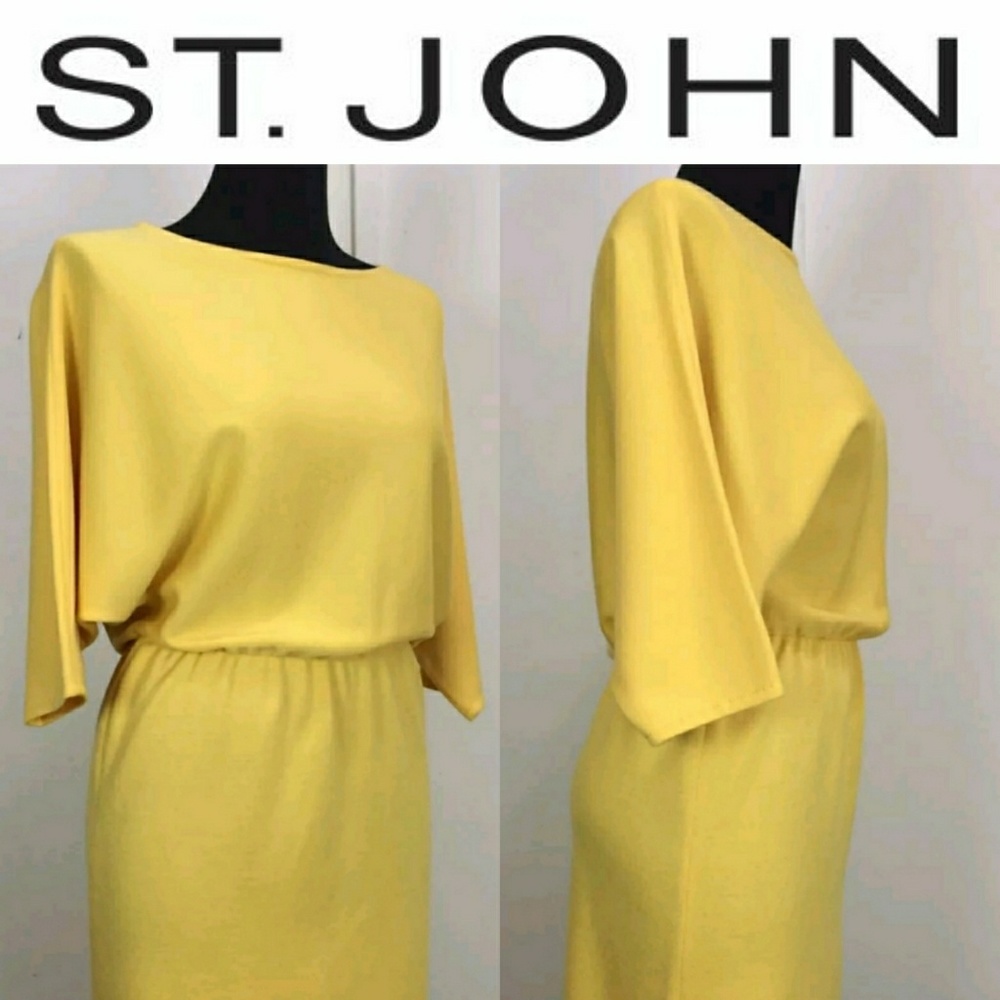 St john knee length dress yellow size 0