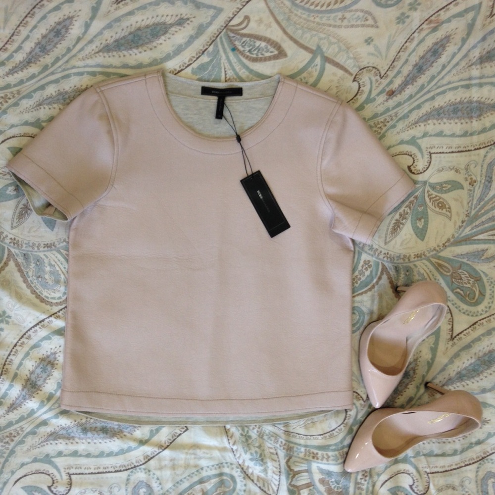 Pink Leather T-shirt BCBG Maxazria