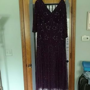 Pisarro Nights Plum beaded gown 18