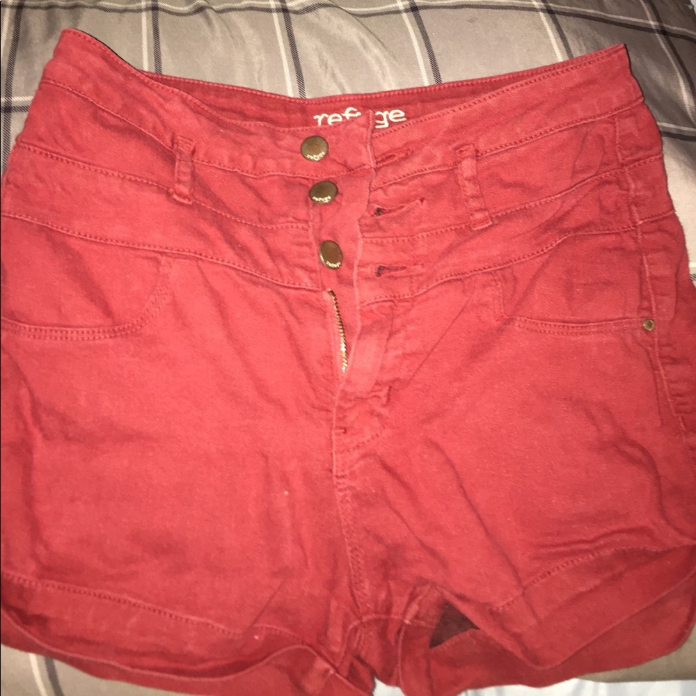 Charlotte Russe burgundy red high waisted shorts