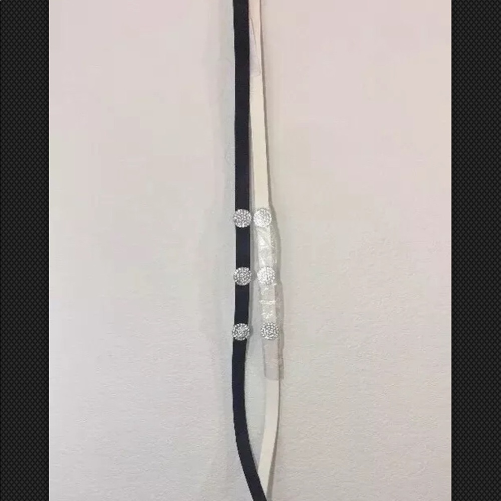 KATESPADE Leather Skinny Belt Set Of 2 Black/white