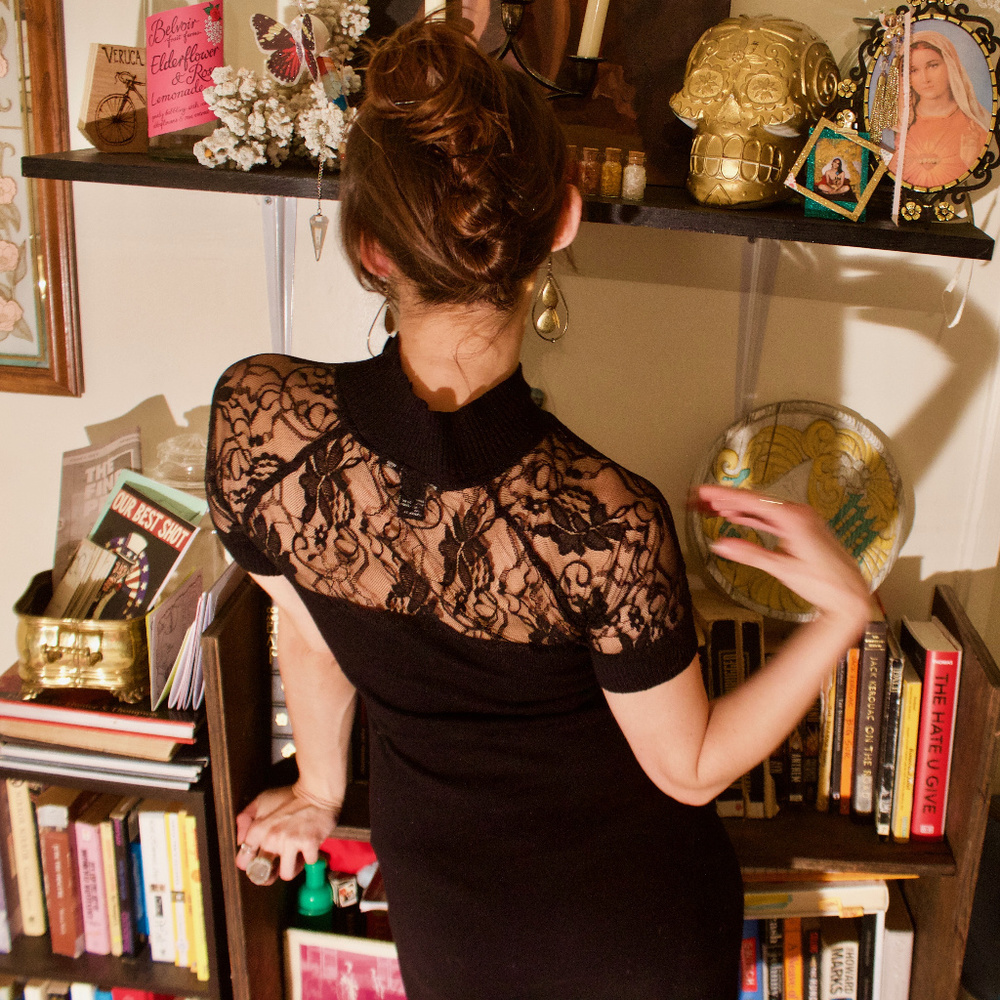 Forever 21 Black Dress with lace detail - Picture 3 of 4
