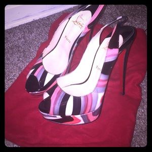 Christian Louboutin Pink Slingback PeepToe Heels