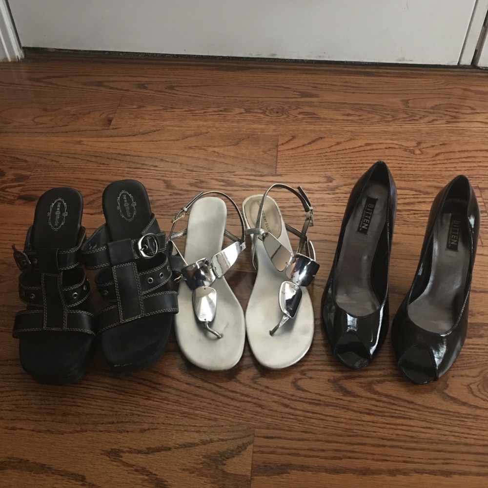 Three pair of shoes. 8.5,8.5,9