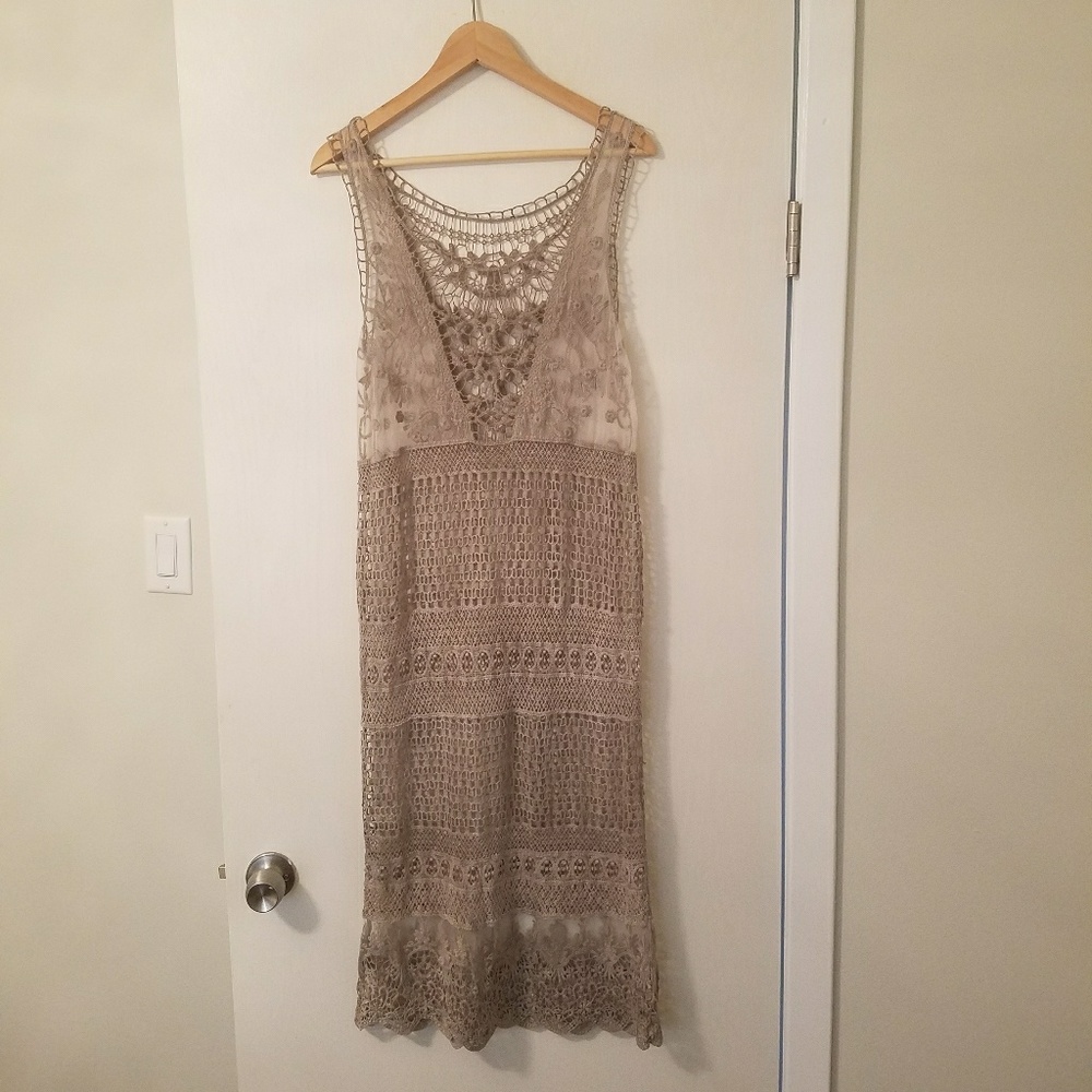 Mauve see-through midi dress