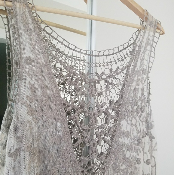 Mauve see-through midi dress - Picture 2 of 4