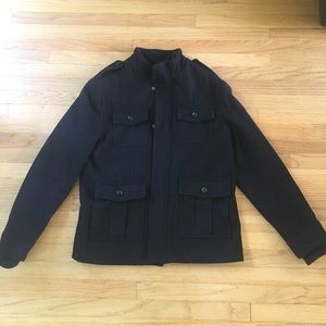Men's black military style winter coat