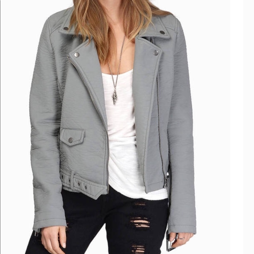 New faux leather gray coat