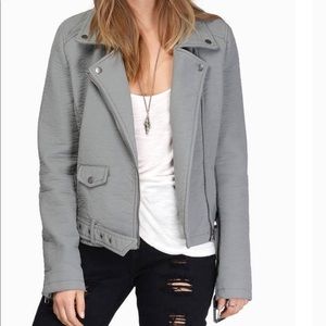 New faux leather gray coat