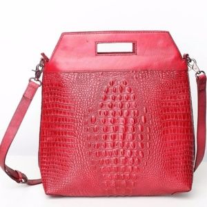 Burgundy Unfold Shaped Python Leather Bag