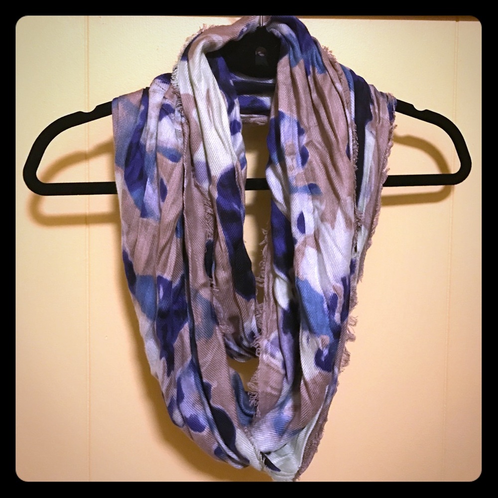Blue and grey print infinity scarf