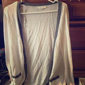 Gray and white cardigan, super cute!