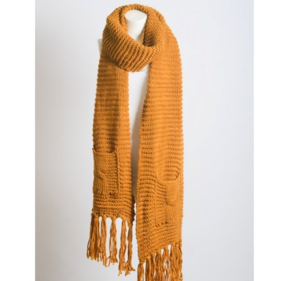 Last 1🍂Chunky Mustard Pocket Scarf - Picture 4 of 5