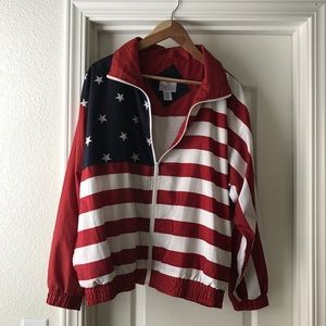 Boho Coachella American Flag Windbreaker Jacket