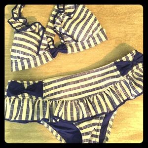 Betsey Johnson sailor swimsuit, skirt bottom, bows